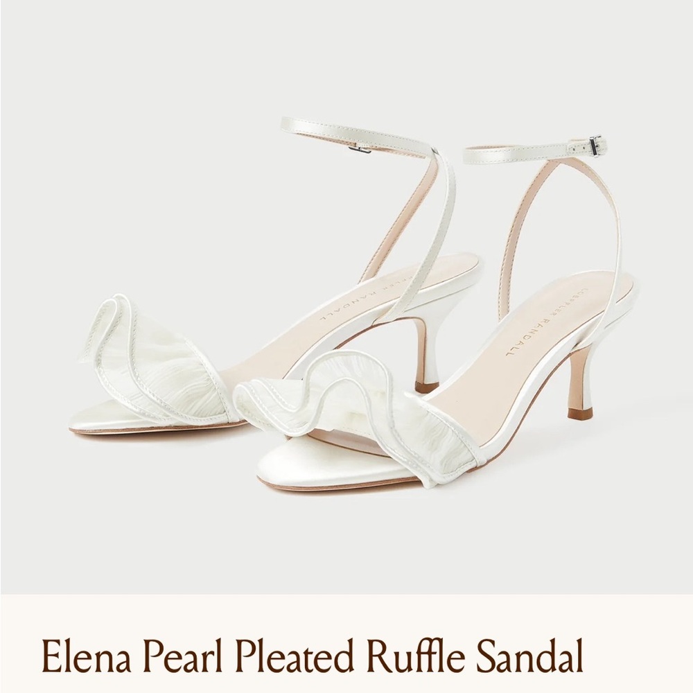 Elena Pearl Pleated Ruffle Sandals